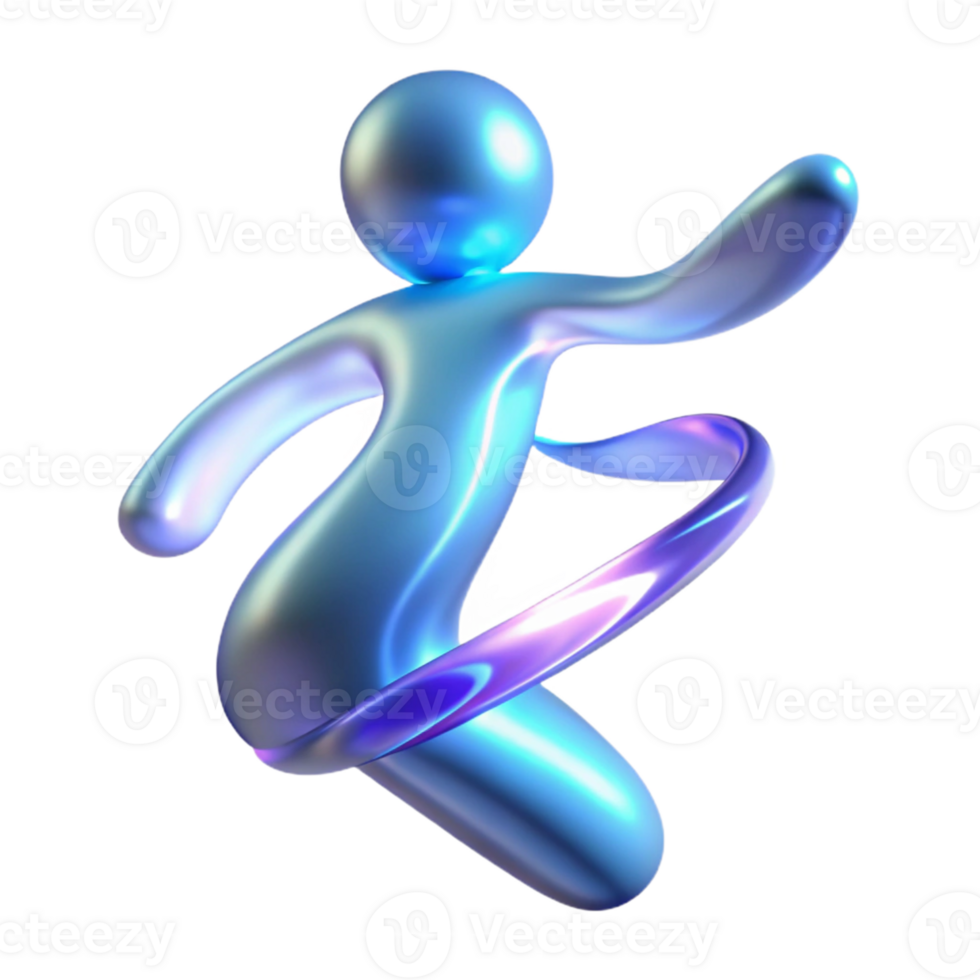 impressive artistic Abstract 3D Render of a Blue Figure premium png