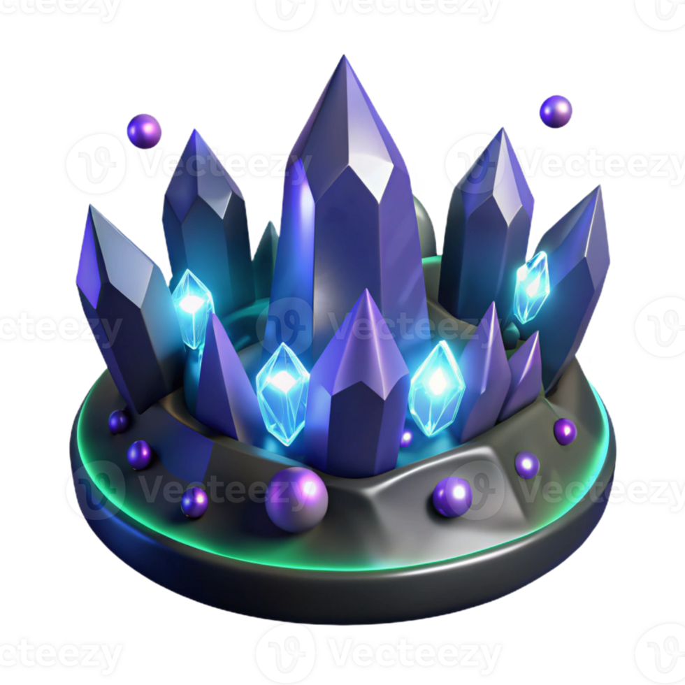 serene vintage Glowing Crystal Crown 3D Render professional png