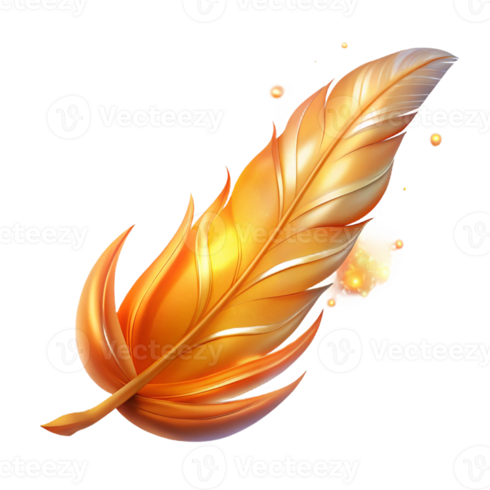 serene artistic Golden Feather Illustration professional png