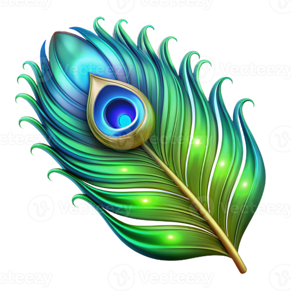 dramatic contemporary 3D Peacock Feather Illustration original png