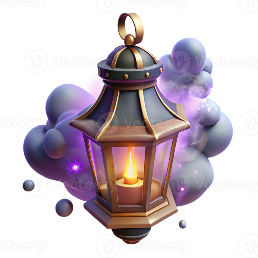 stunning modern 3D Render of Illuminated Lantern premium png