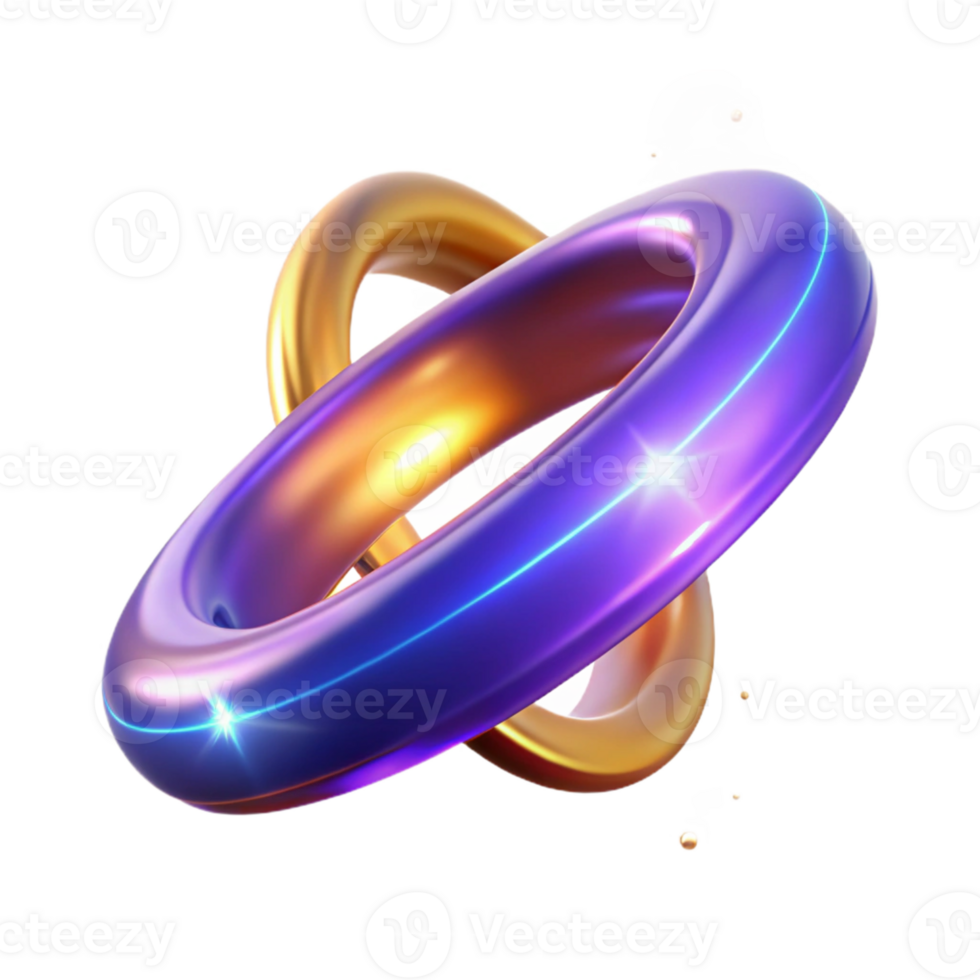 dramatic contemporary Abstract 3D Render Purple Gold Rings high quality png