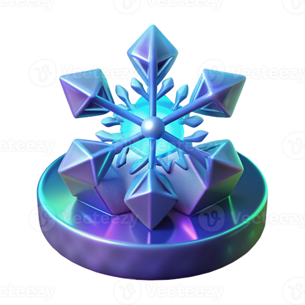 impressive rustic 3D Crystal Snowflake Illustration authentic png