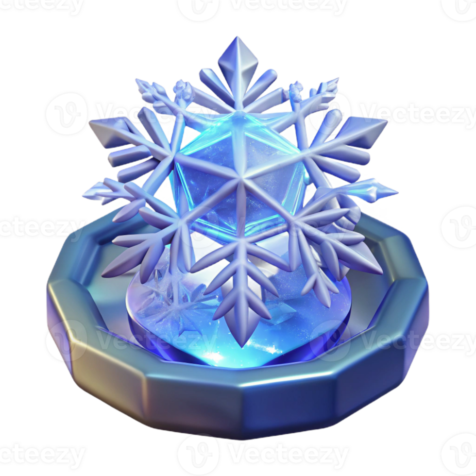 elegant abstract 3D Render of a Sparkling Snowflake genuine png