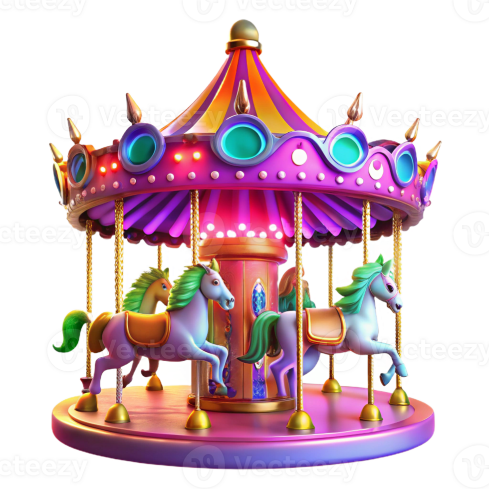 magnificent minimalist Whimsical Carousel 3D Render premium png