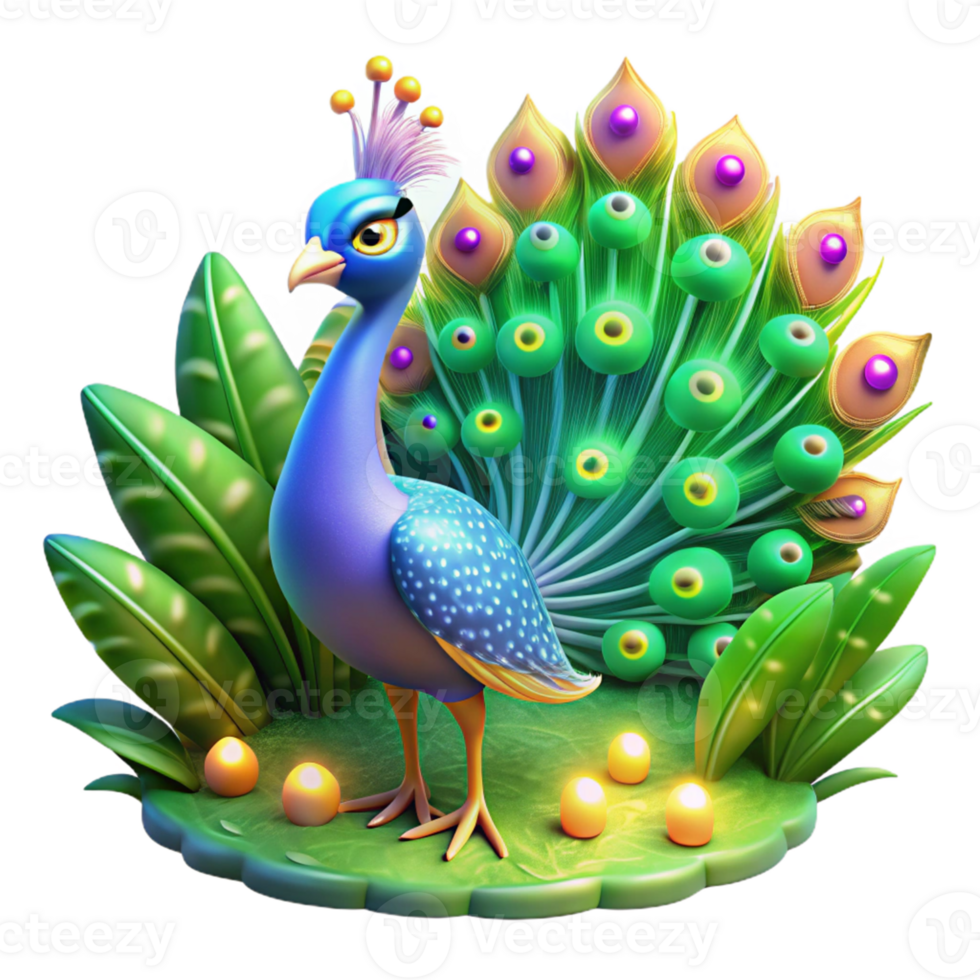 vibrant traditional Vibrant 3D Peacock Illustration exclusive png