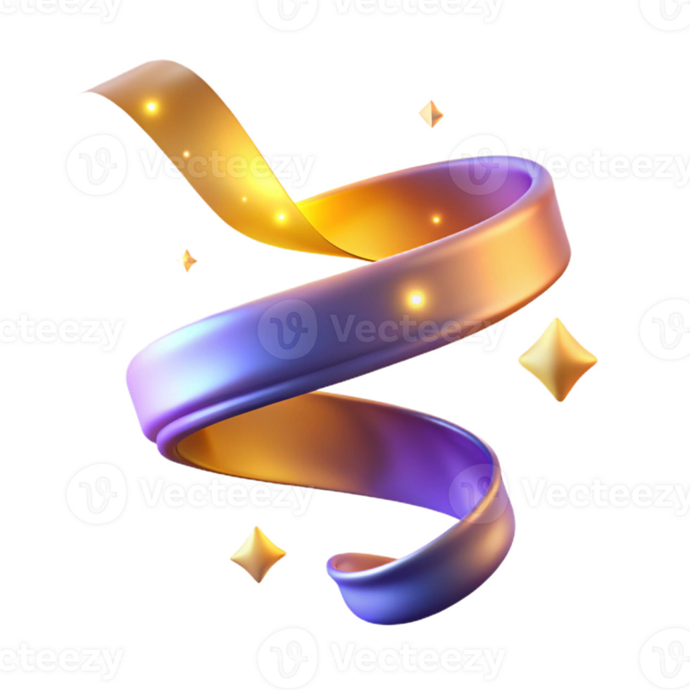 stunning vintage Abstract 3D Render Golden Purple Spiral original png