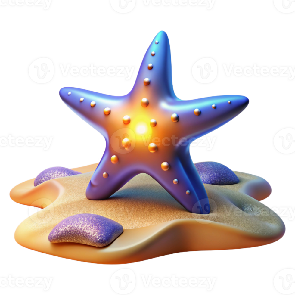 impressive classic Luminous Starfish 3D Render genuine png