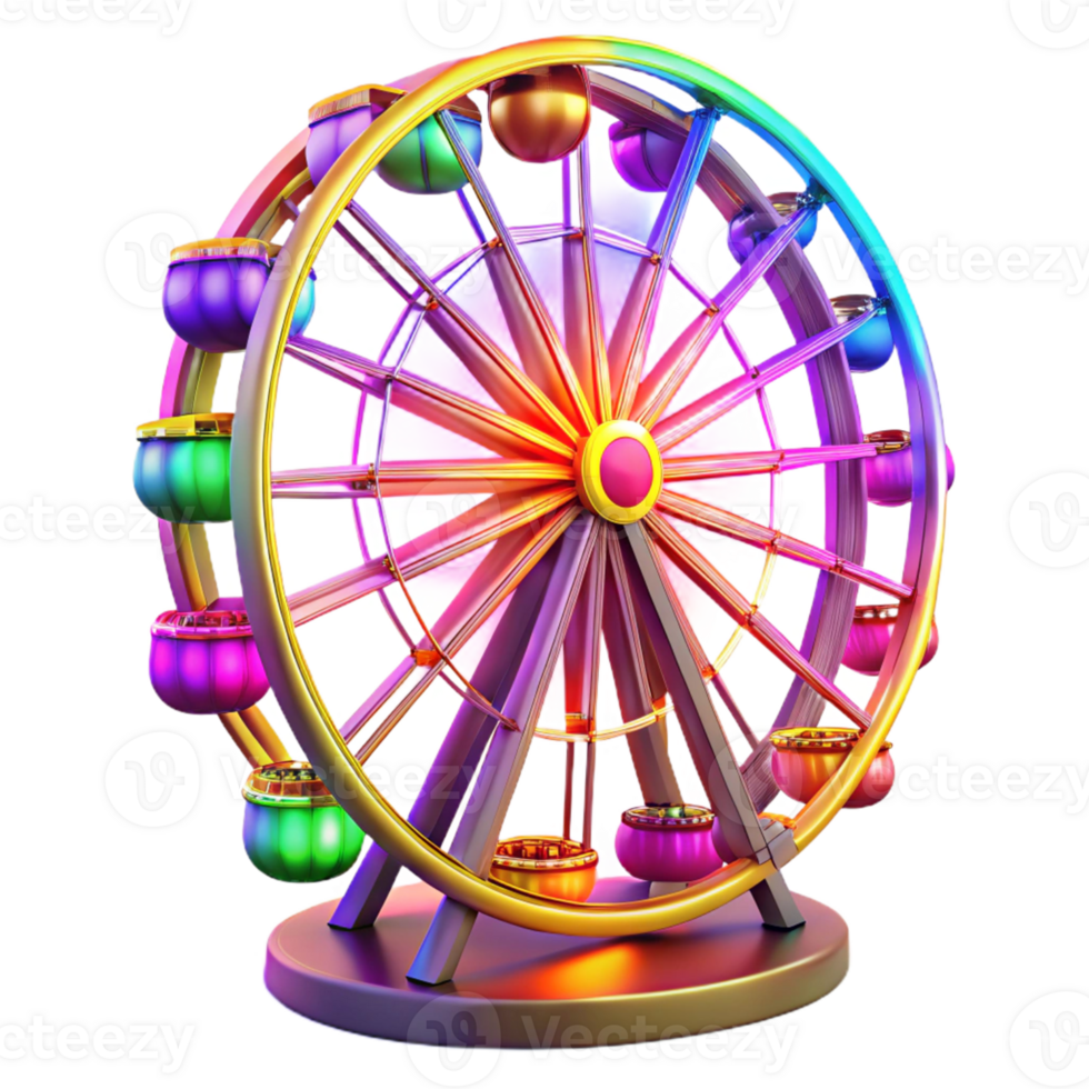wonderful classic Rainbow Ferris Wheel 3D Render high resolution png