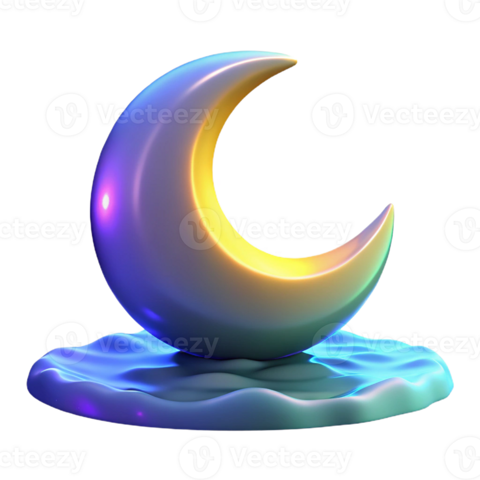 impressive minimalist Crescent Moon 3D Render authentic png