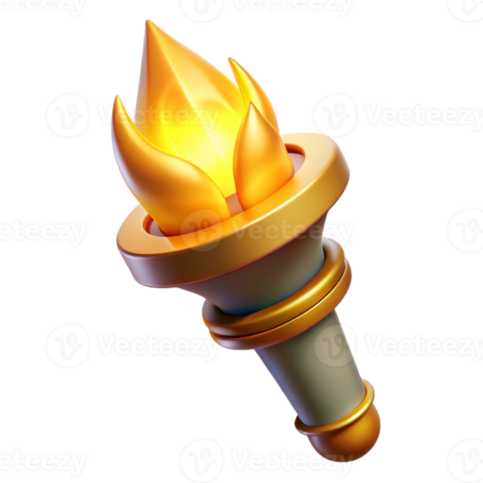 extraordinary minimalist Golden Torch 3D Render genuine png