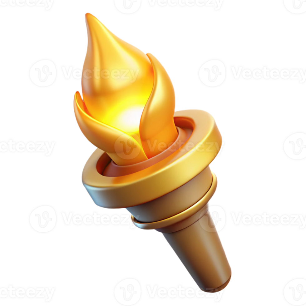 dramatic classic Golden Torch 3D Render premium png