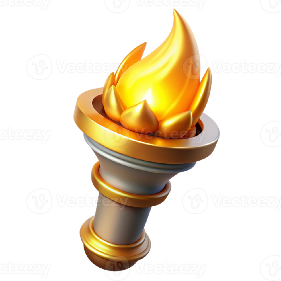 dramatic creative Golden Torch 3D Illustration high resolution png