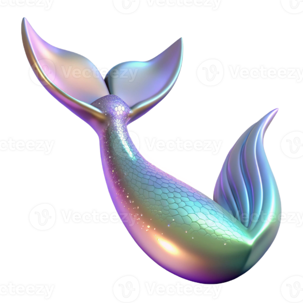 dramatic abstract Iridescent Mermaid Tail 3D Render genuine png