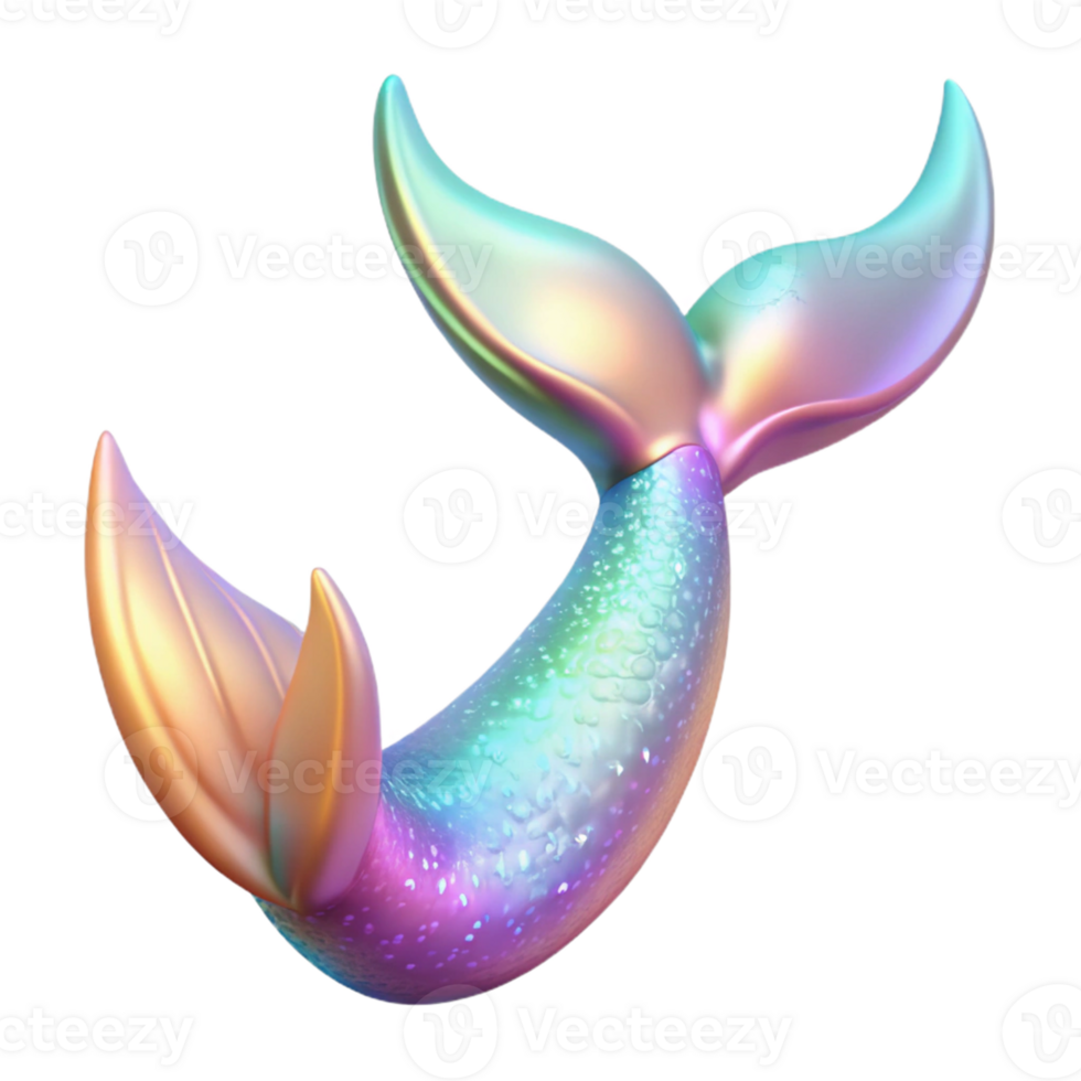 serene traditional Iridescent Mermaid Tail 3D Render genuine png