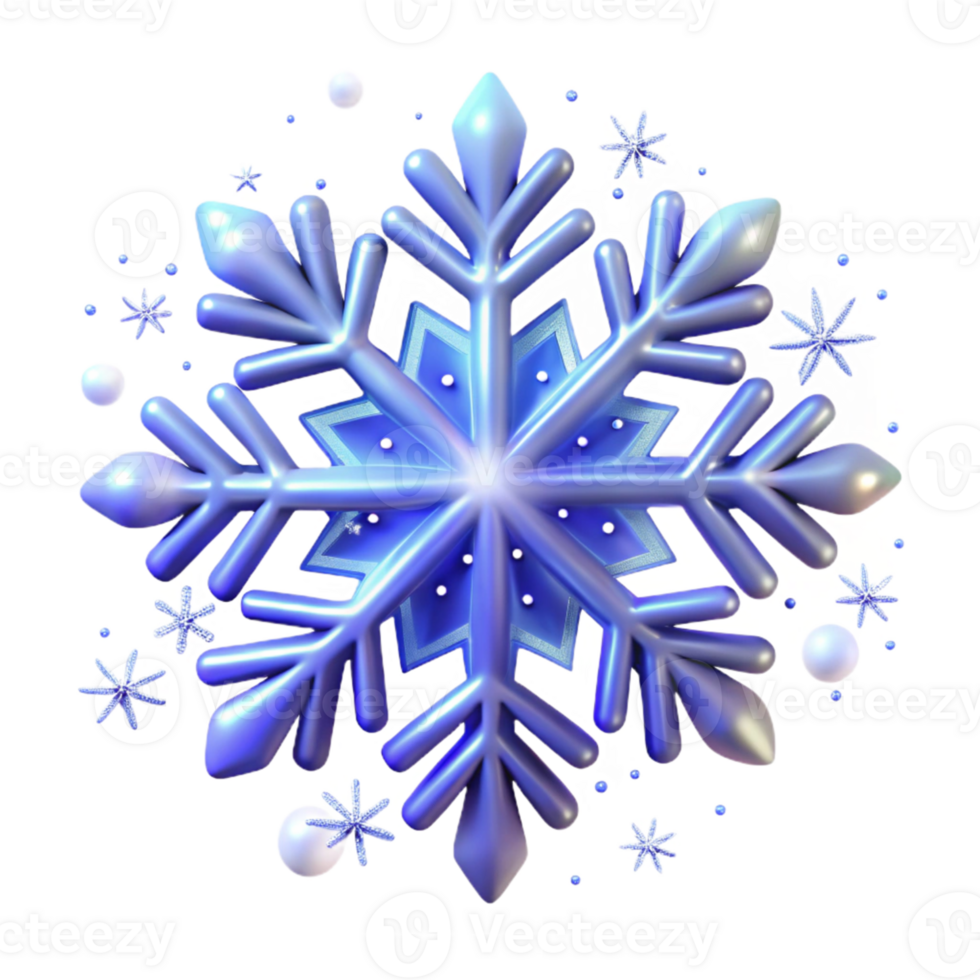 extraordinary modern 3D Blue Snowflake Winter Graphic detailed png