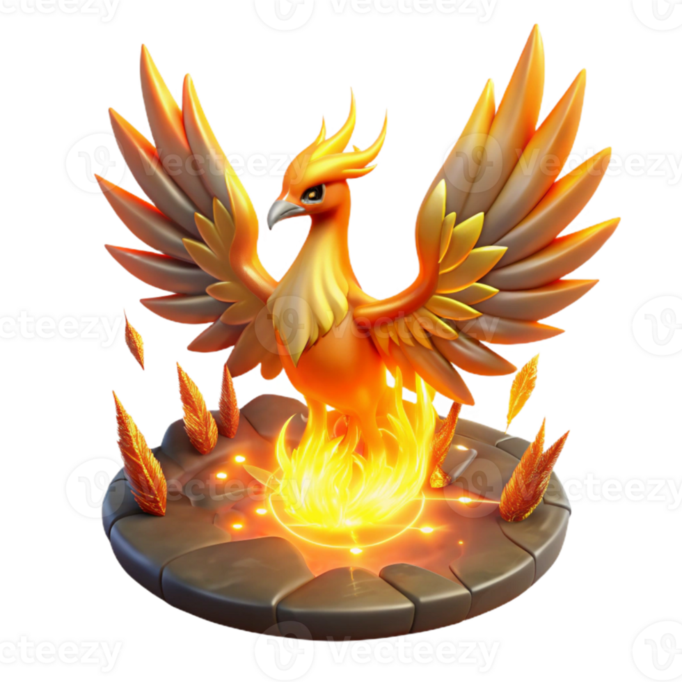 elegant rustic Fiery Phoenix 3D Render high resolution png