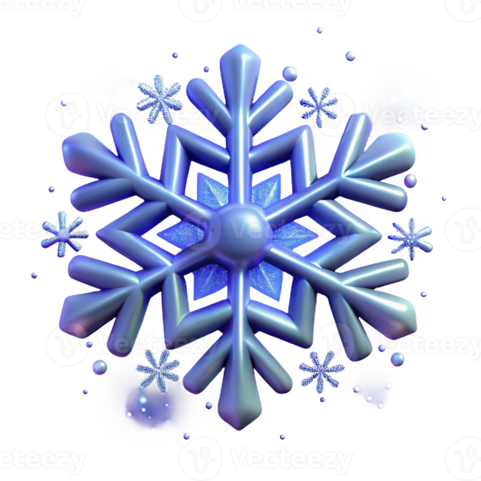 impressive rustic 3D Sparkling Blue Snowflake Winter Illustration 4K png