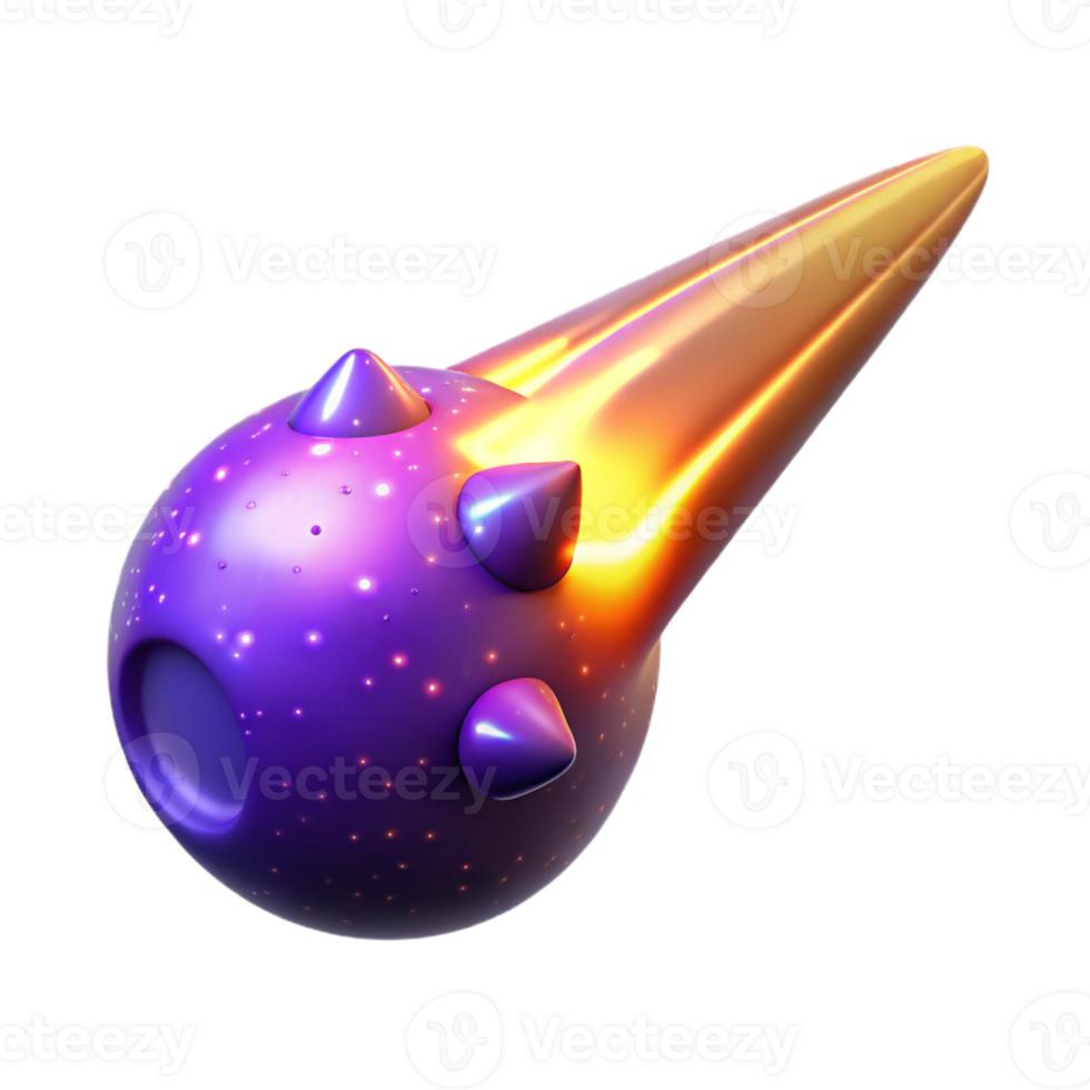 Purple Spiky Comet 3D Render png