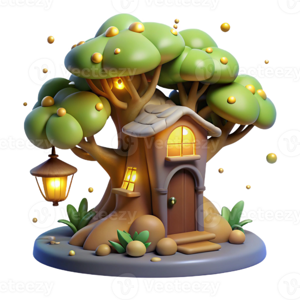magnificent contemporary Enchanted Treehouse 3D Render high resolution png