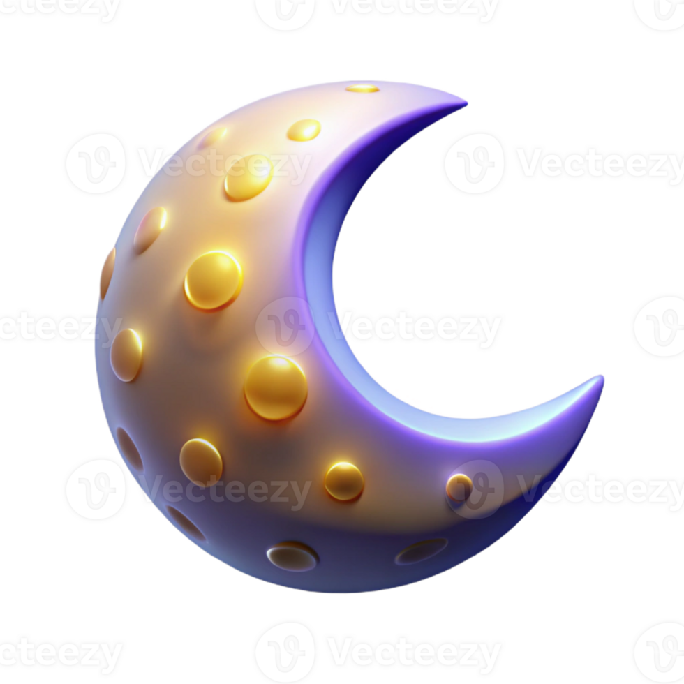 vibrant abstract Crescent Moon 3D Render exclusive png