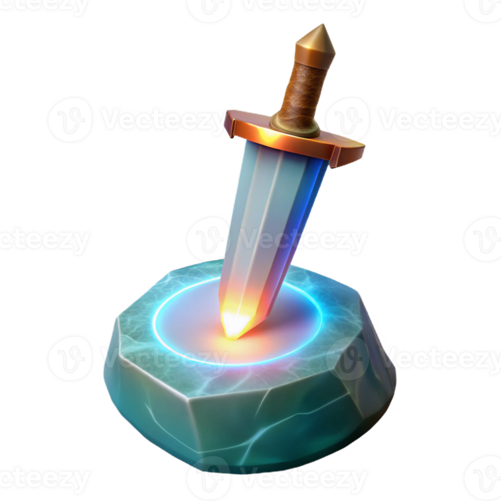 extraordinary modern Glowing 3D Sword on Pedestal Illustration detailed png