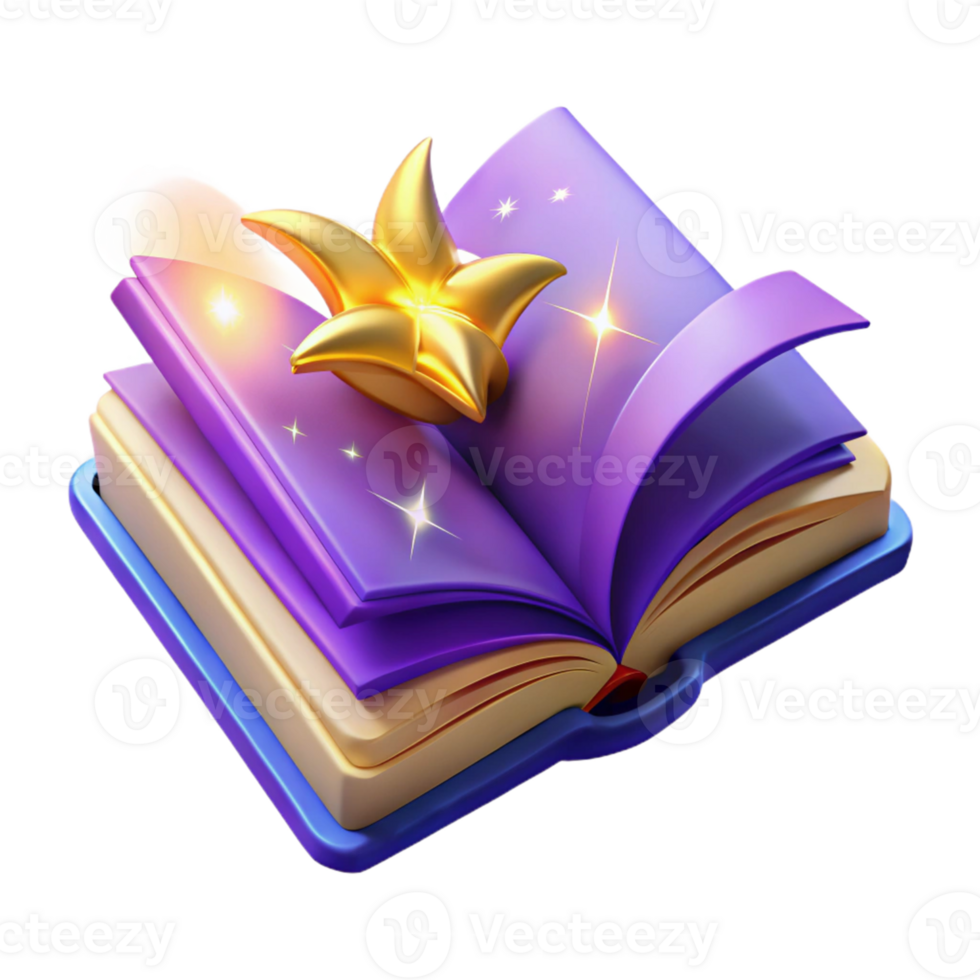 beautiful rustic Magical Book 3D Illustration premium png