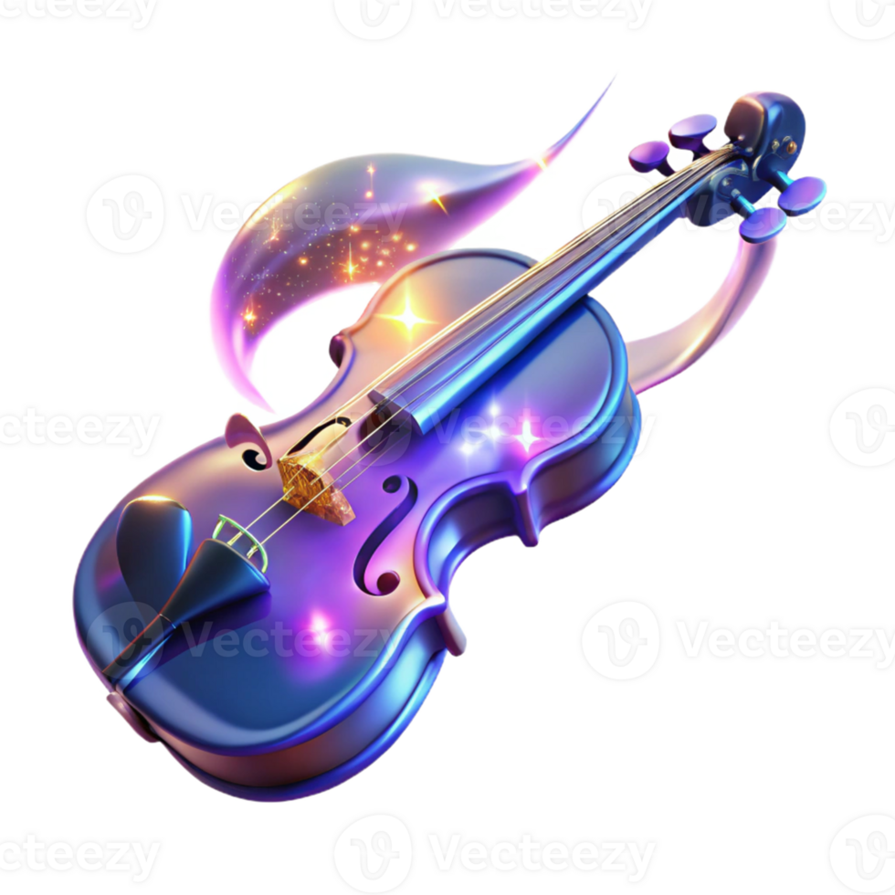dramatic contemporary Glowing Violin 3D Render authentic png