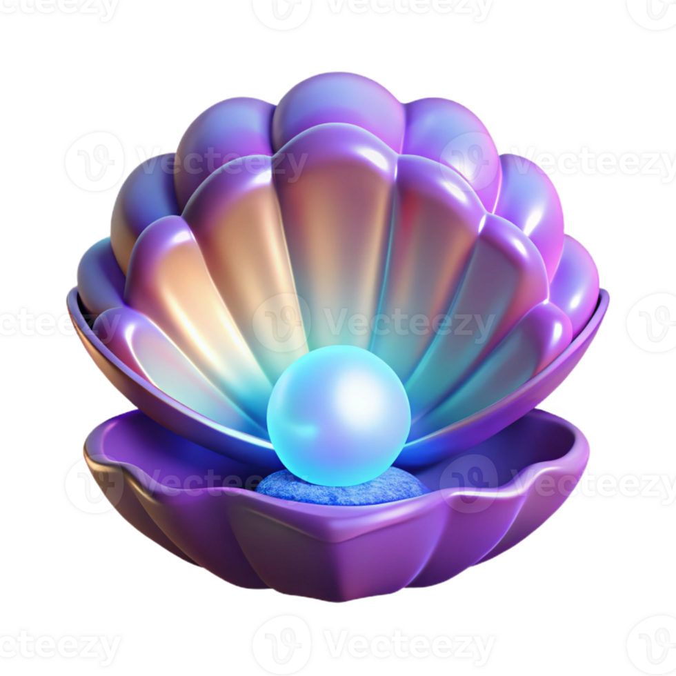 stunning classic Iridescent Pearl in Shell 3D Render high quality png
