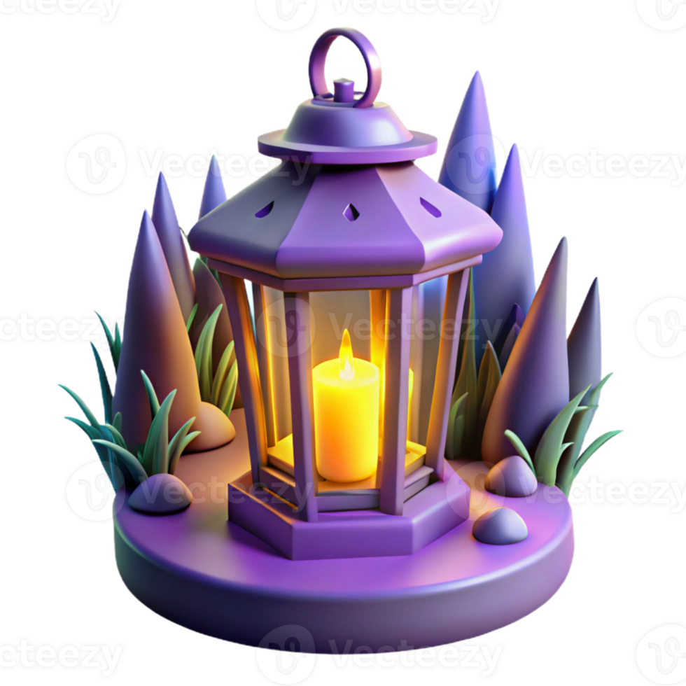 elegant abstract 3D Render Lantern Candlelight Scene genuine png
