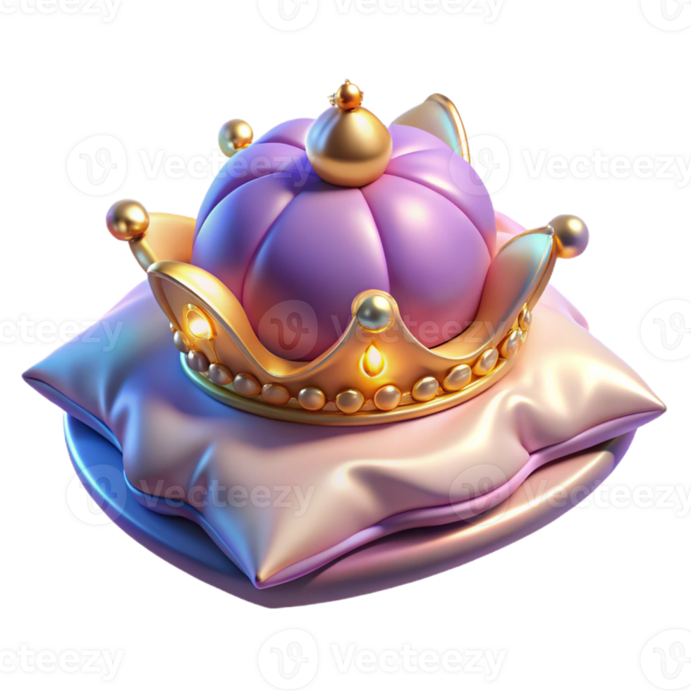 serene rustic 3D Render of a Golden Crown on a Pillow high resolution png