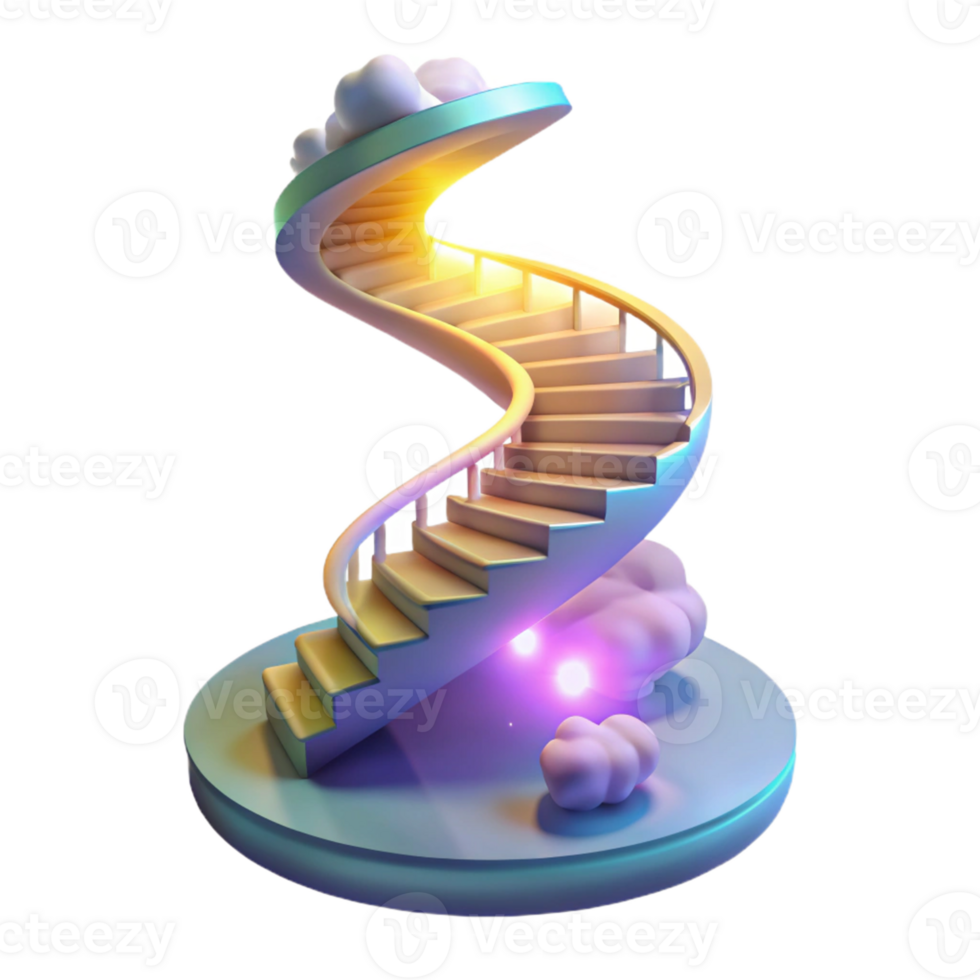 3D Render Spiral Staircase to Heaven png