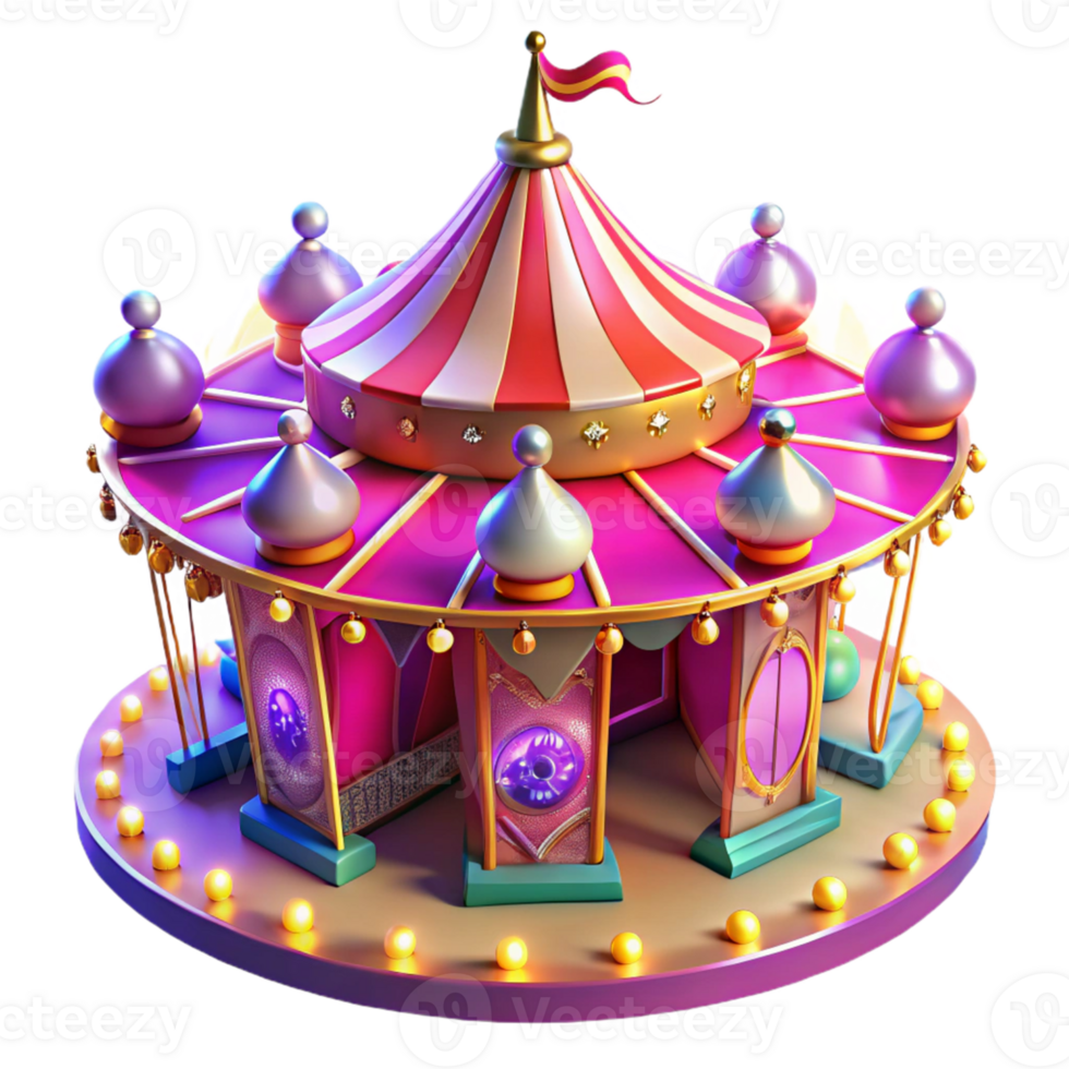 dramatic traditional Whimsical 3D Carousel Illustration premium png