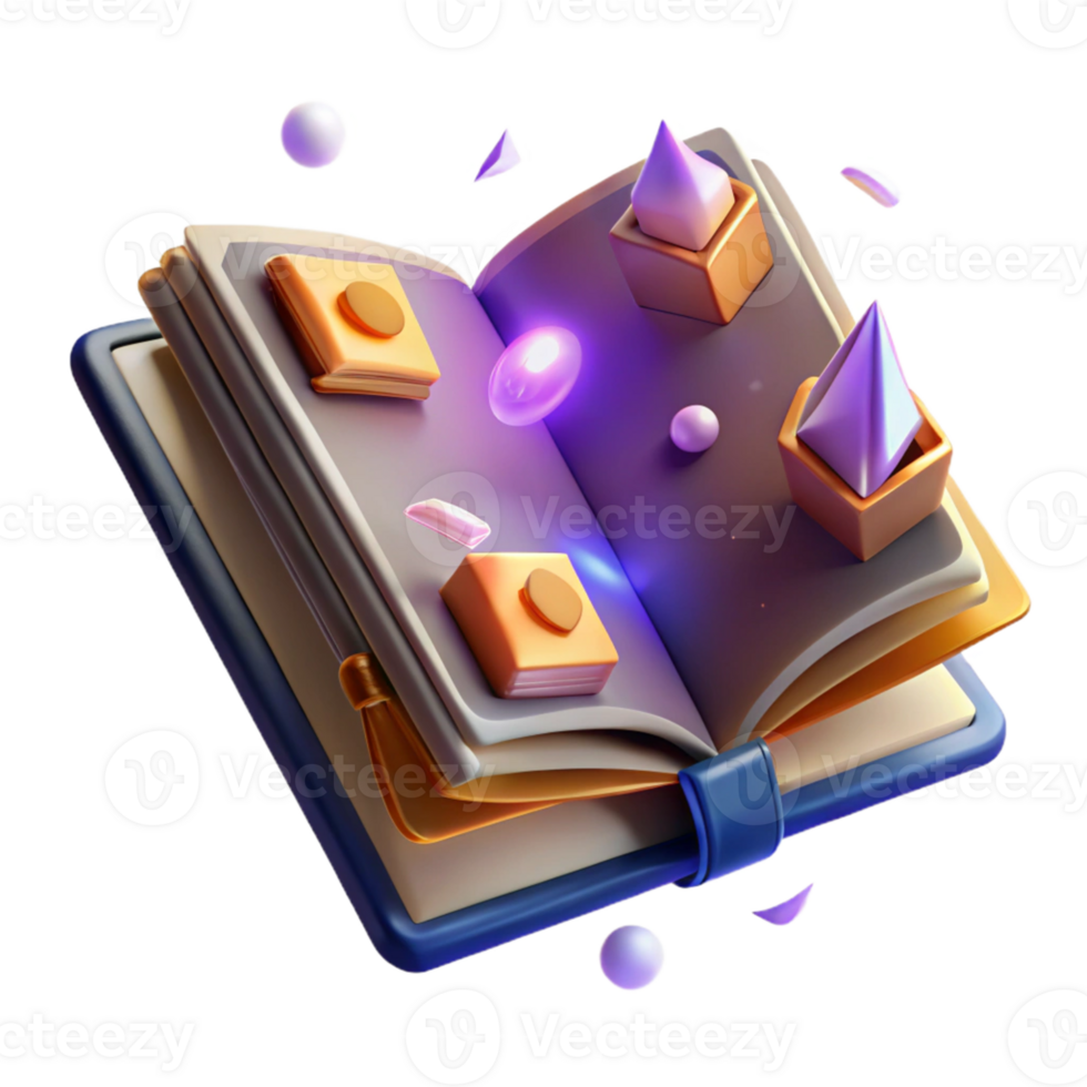 3D Book Illustration Geometric Shapes png