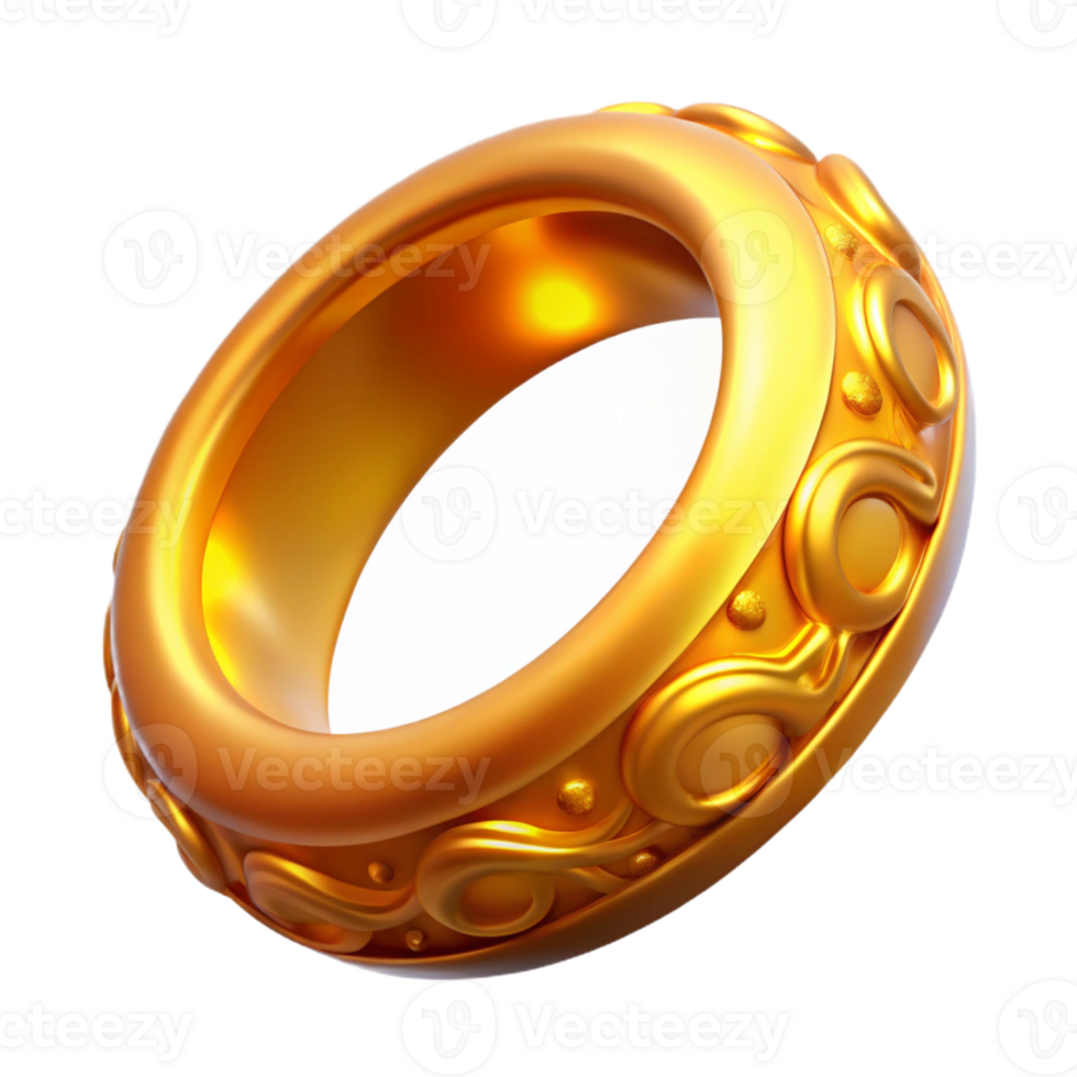 Ornate Gold Ring 3D Render png