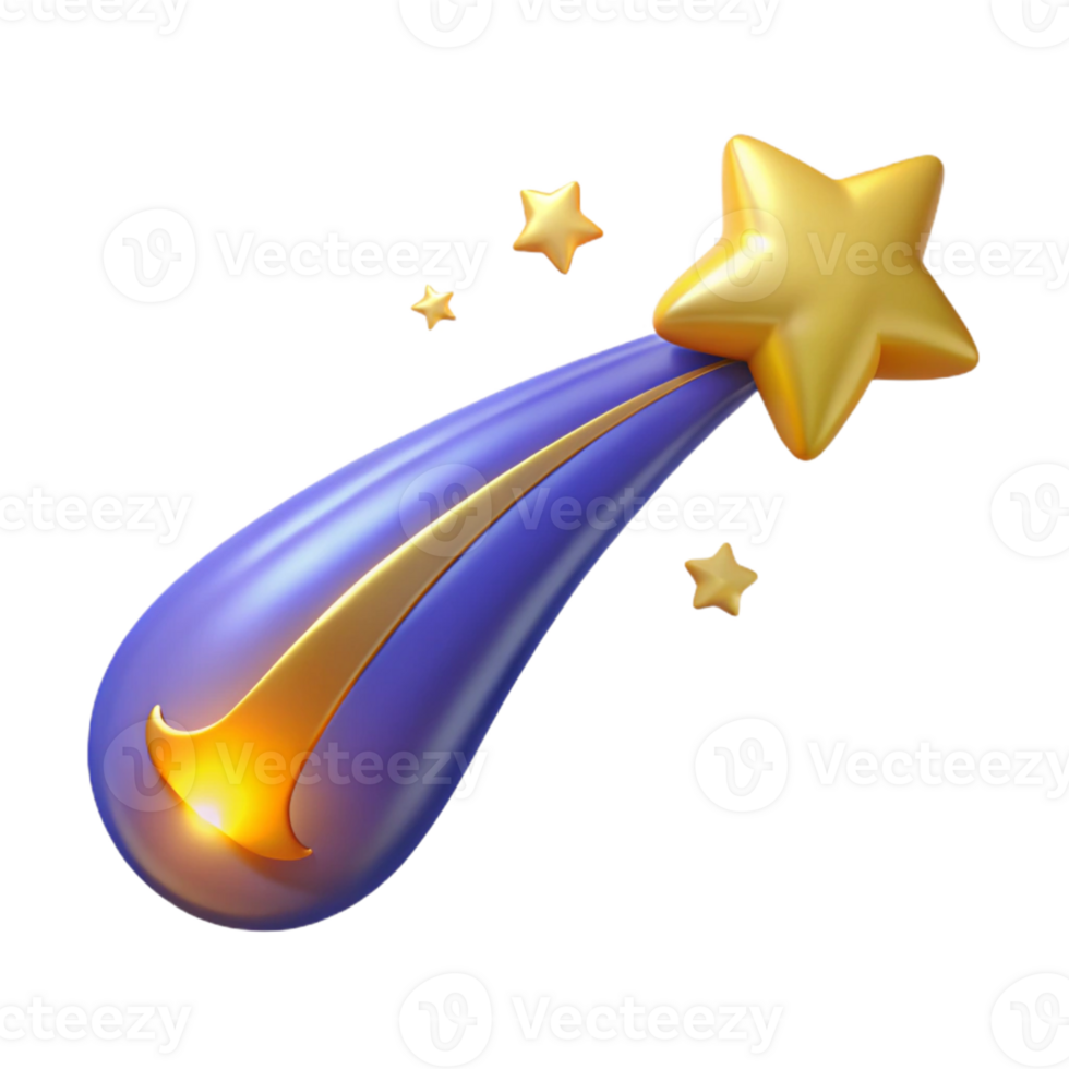 3D Render Golden Star Streak Illustration png