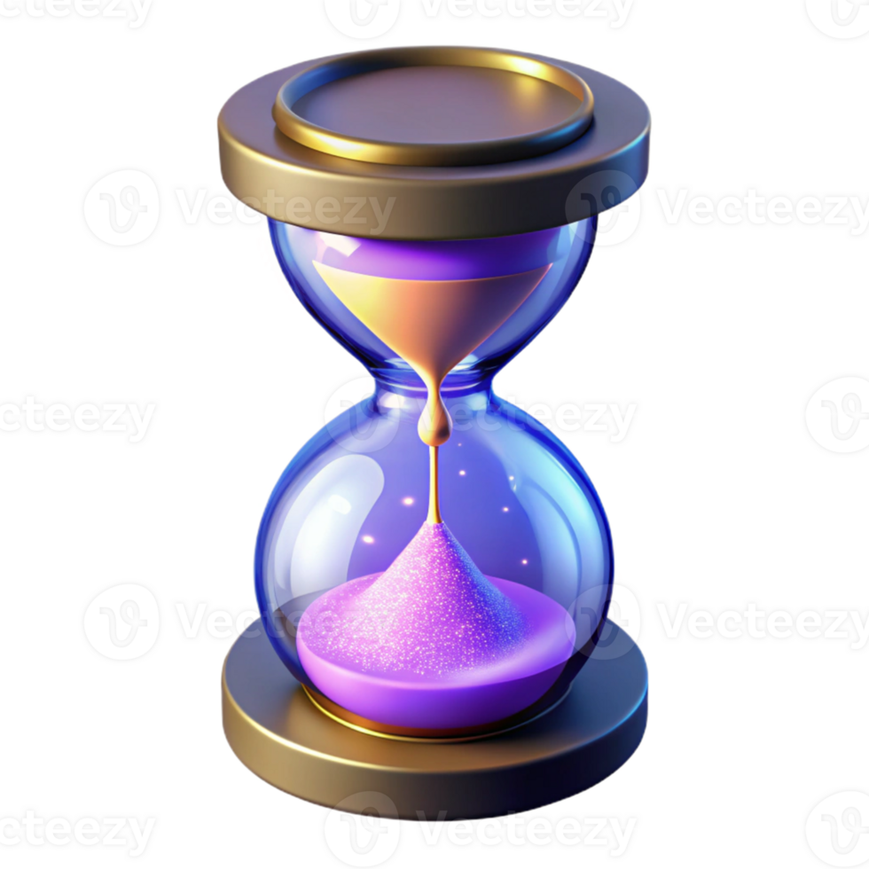 3D Render of Hourglass Purple Sand Time png