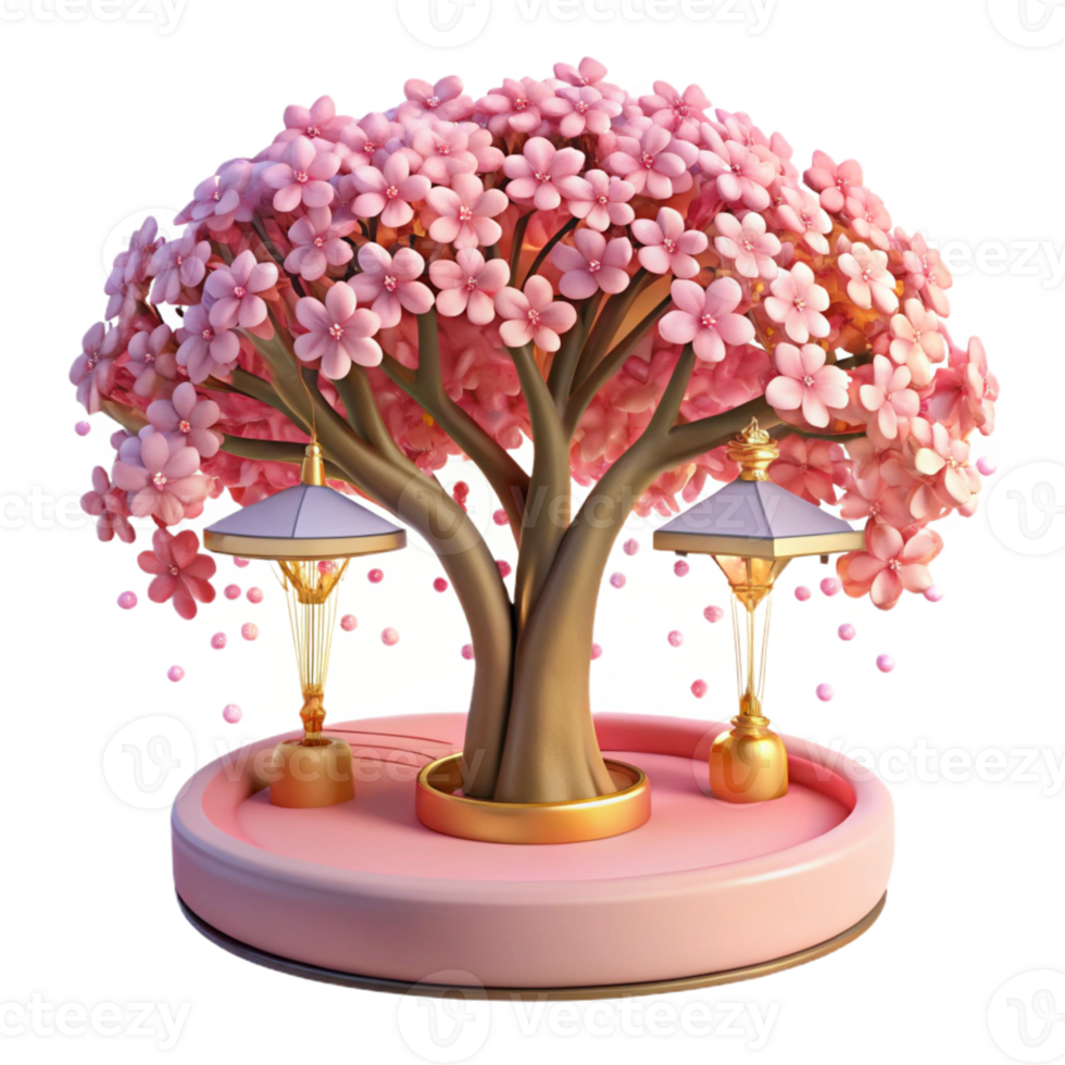3D Render Pink Blossom Tree png