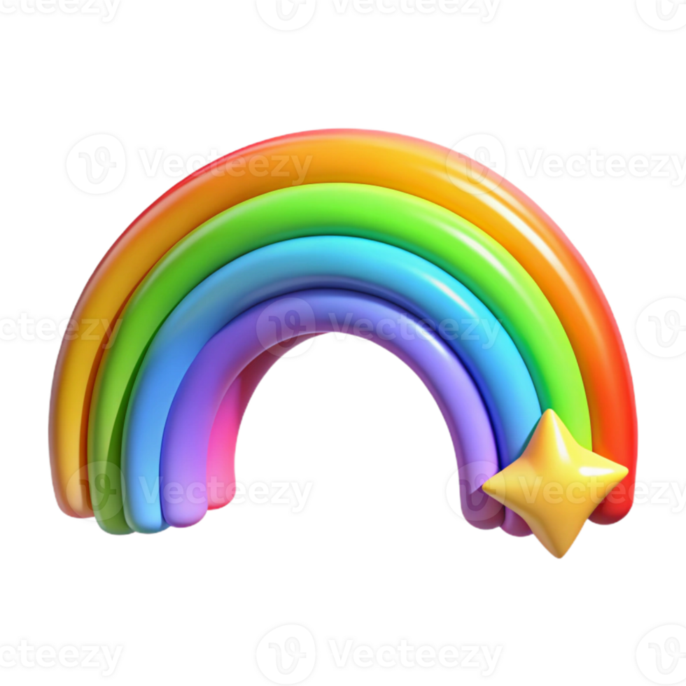 impressive rustic Rainbow 3D Render with Star exclusive png
