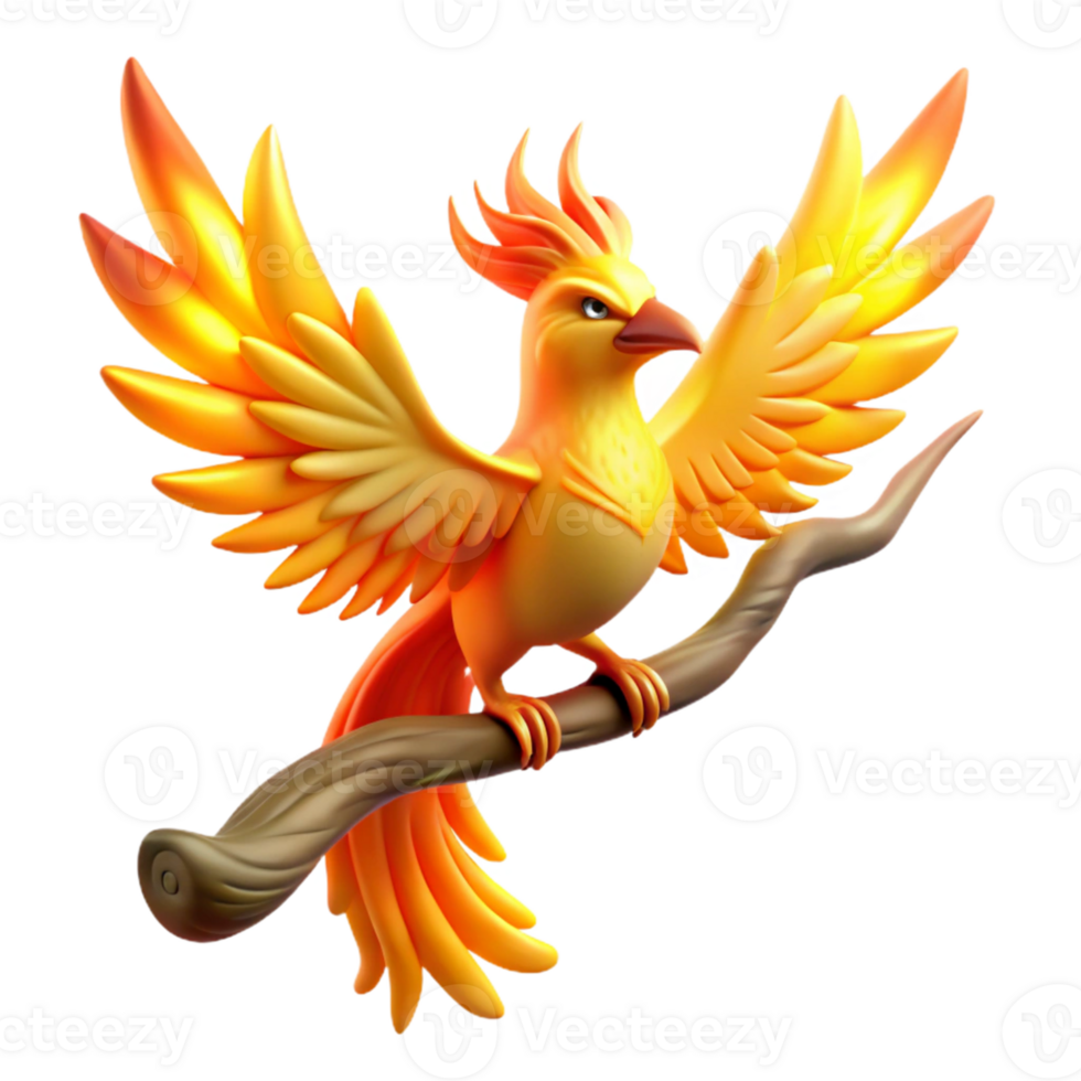 Fiery Bird 3D Illustration png