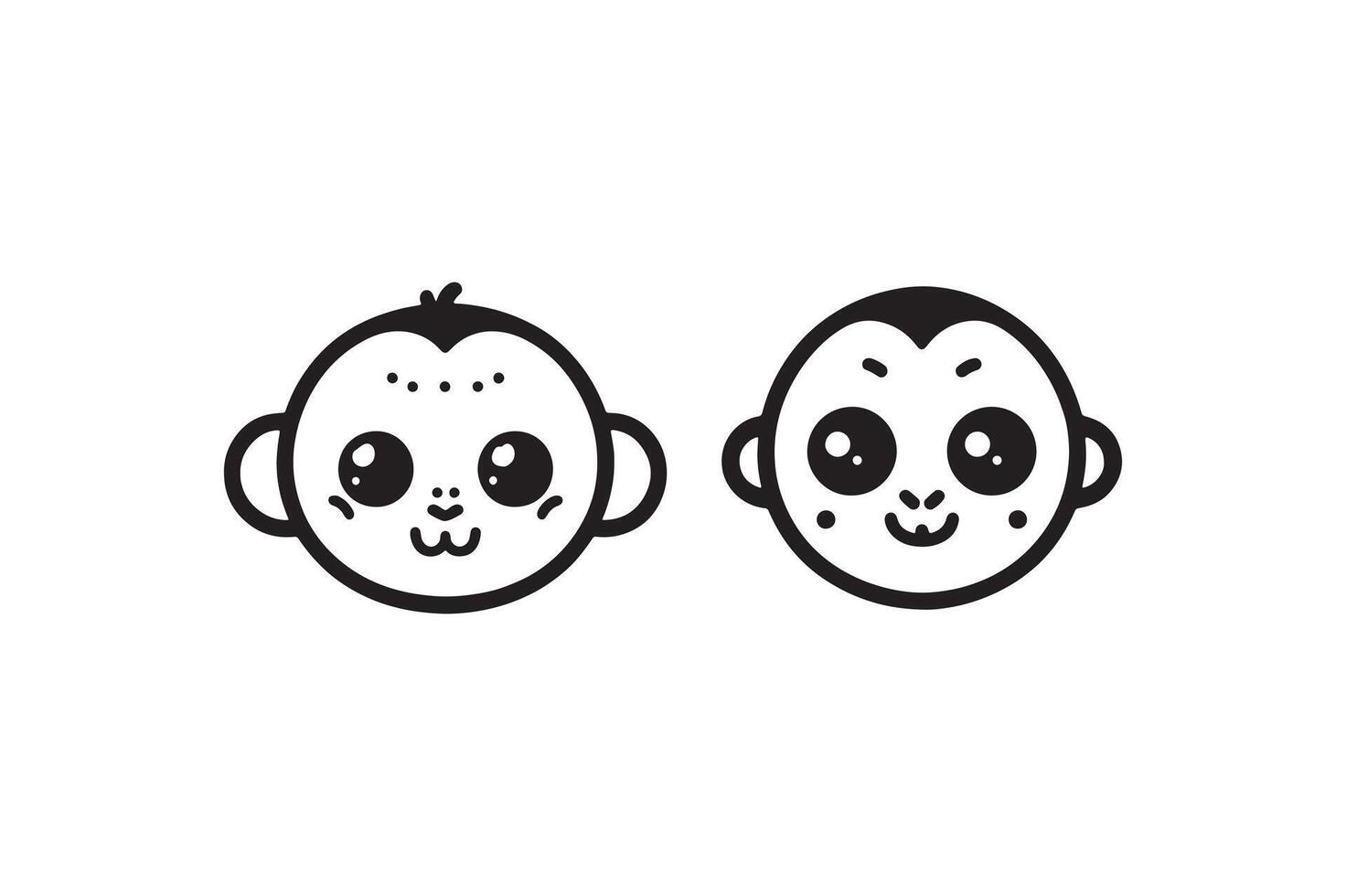 two cartoon faces with different expressions vector