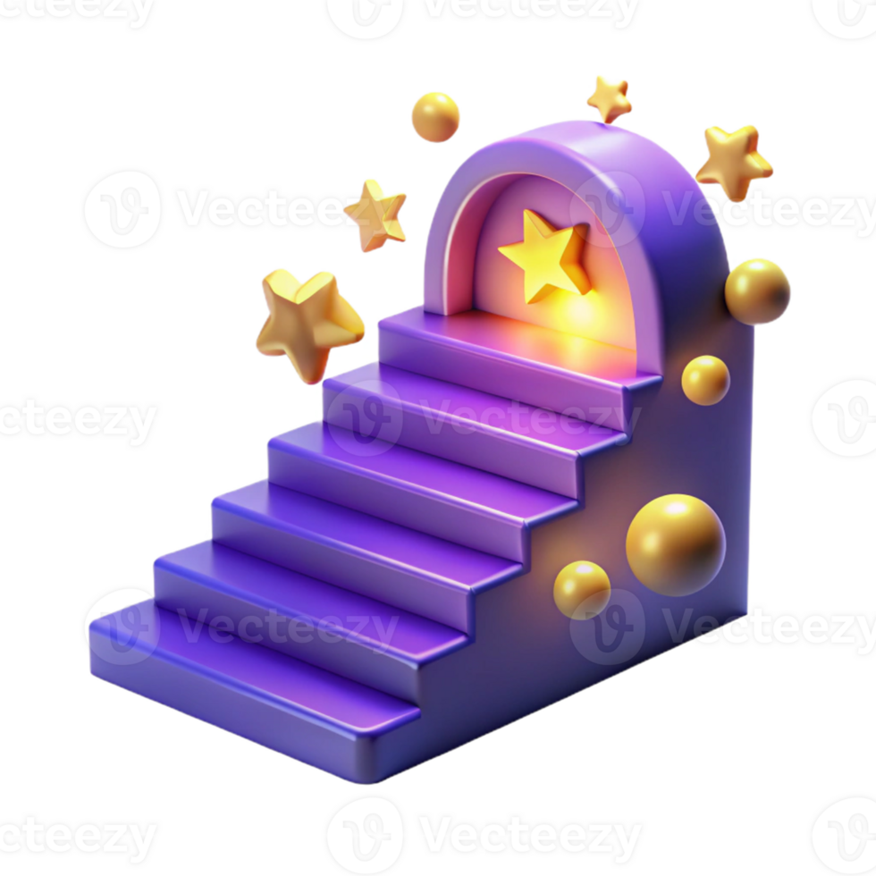 elegant vintage 3D Render Purple Staircase to Success premium png