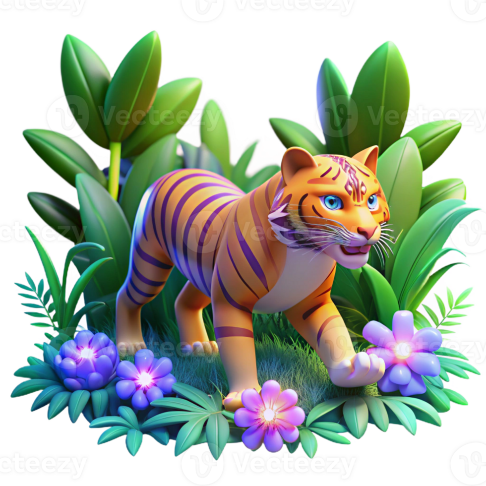 elegant creative Cute Tiger Cub 3D Illustration 4K png