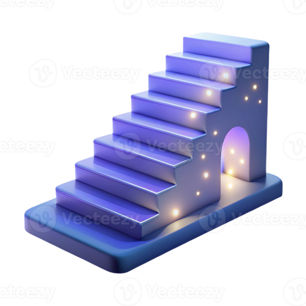 3D Render Illuminated Stairs Abstract Background png