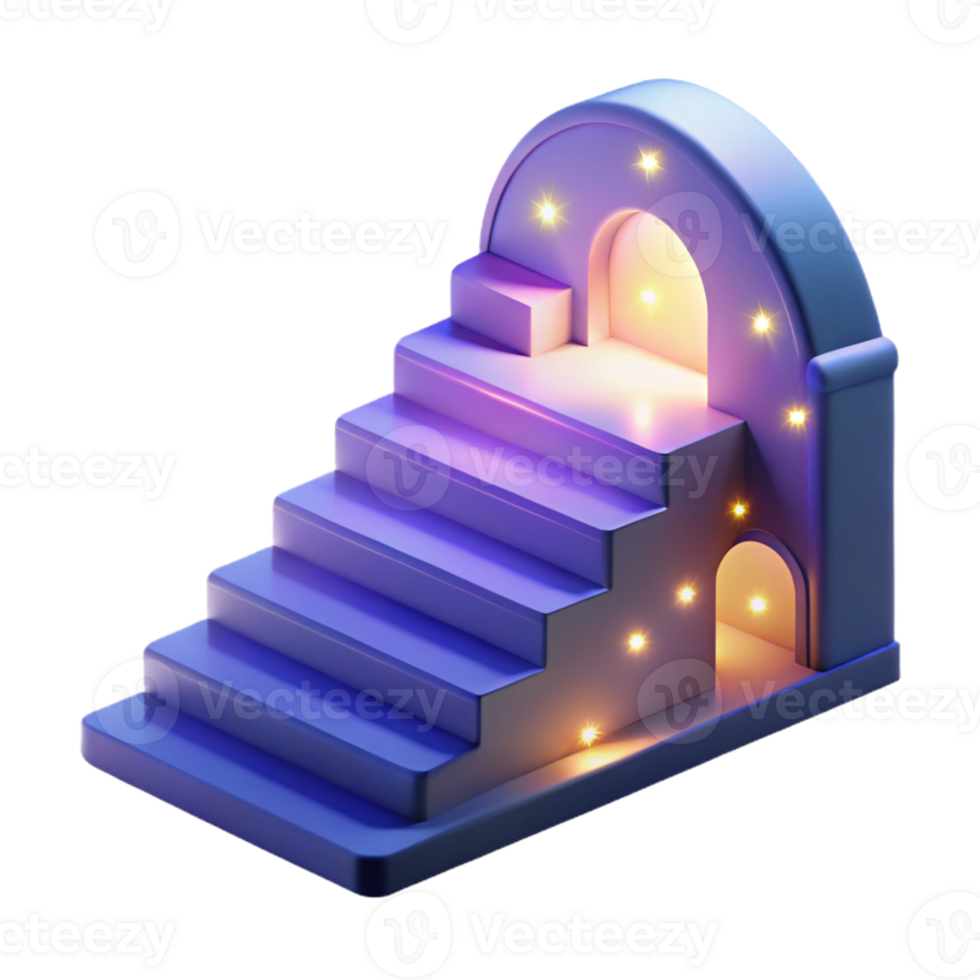 3D Render Illuminated Steps Archway png