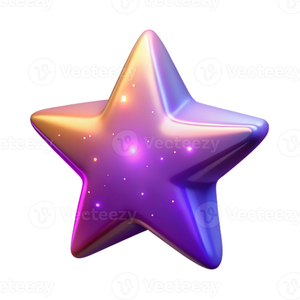 3D Render Colorful Star png