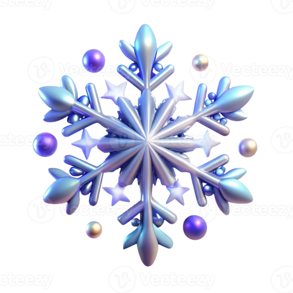 3D Render Shiny Snowflake png