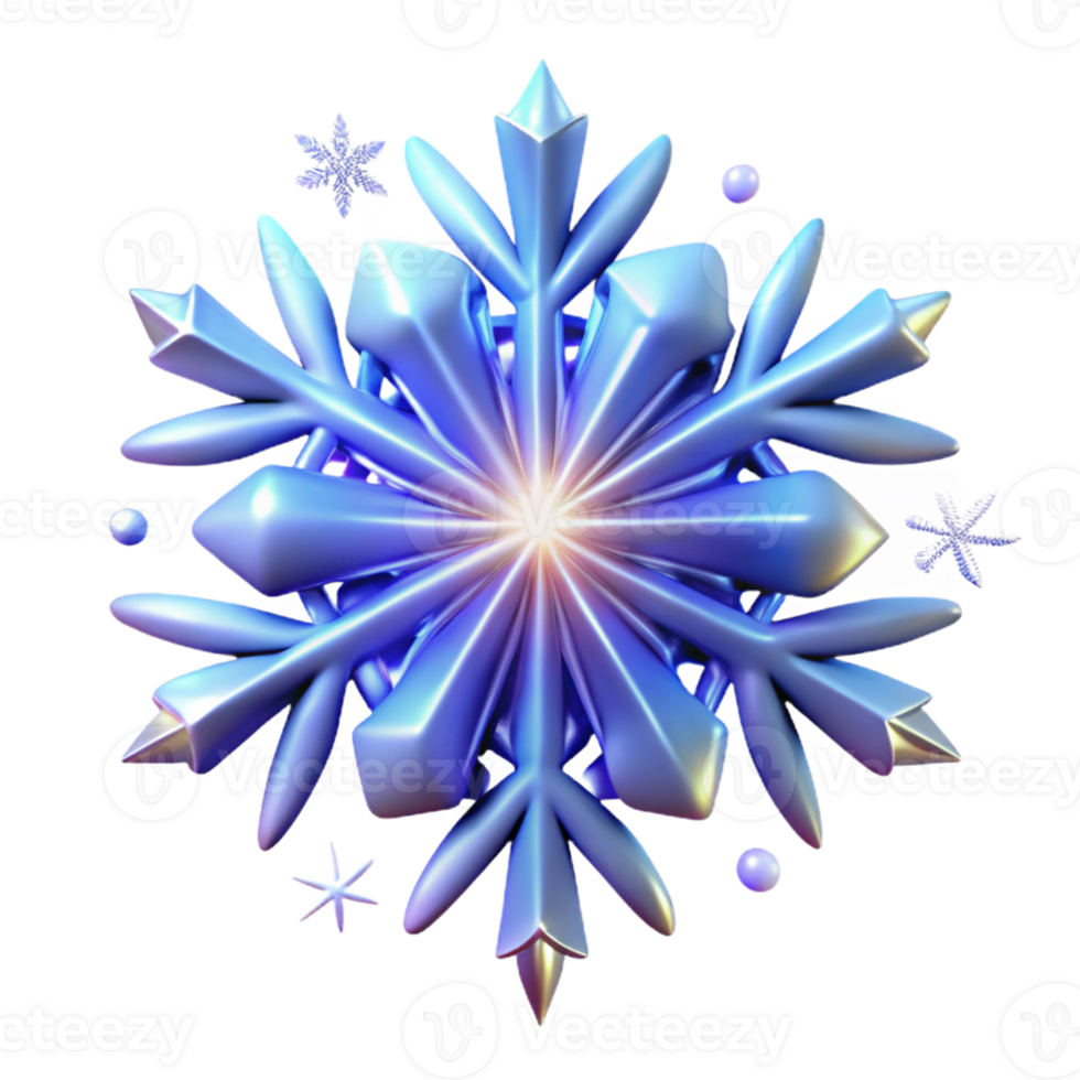 3D Crystal Snowflake Winter Design png