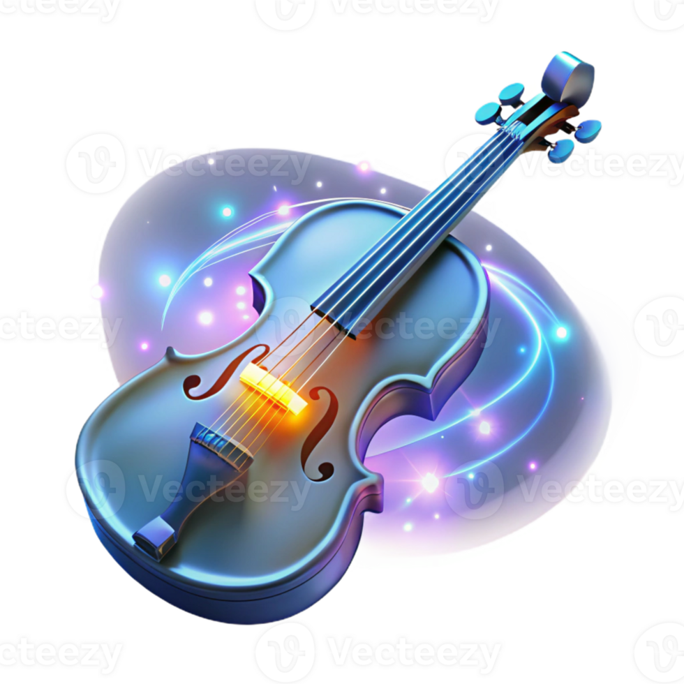 3D Violin Illustration Sparkling Background png