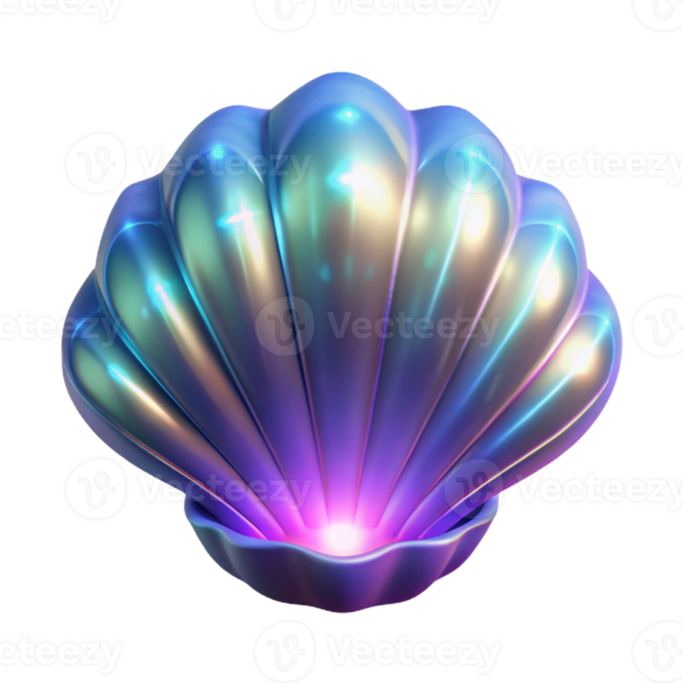 Iridescent 3D Clam Shell Render png